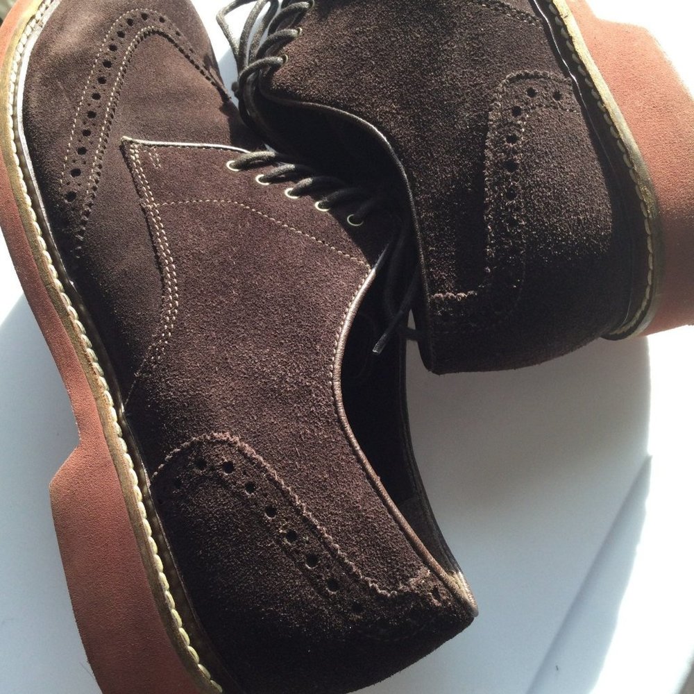Cole Haan Brown Suede Wingtip Oxfords